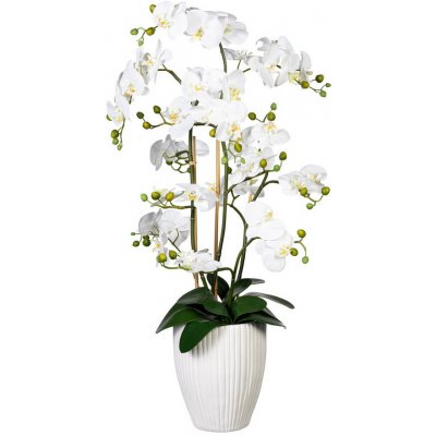 Orchidej bílá, aranžmá ve váze, 110cm