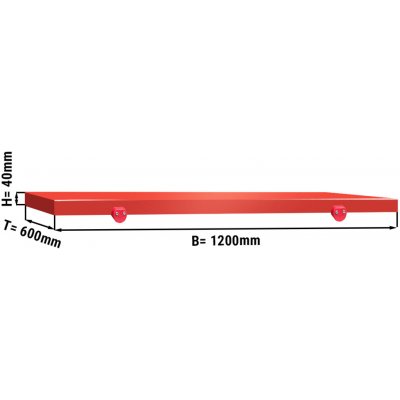 G.Gastro Krájecí deska pro řeznický stůl - 1200x600 mm - Tloušťka: 40 mm - HACCP vyhovuje - PE 500 (HDPE) - červená - se 4 zátkami - vhodné do myčky - D9784198 – Zboží Mobilmania