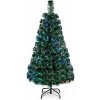 Vánoční stromek COSTWAY 90cm umělý vánoční stromek s optickými vlákny a měničem barev Jedle s PVC jehlicemi zelená