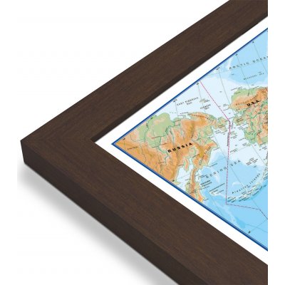Maps International Svět - nástěnná fyzická mapa 135 x 85 cm Varianta: mapa v dřevěném rámu, Provedení: Pegi skořice – Zboží Mobilmania