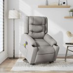vidaXL 3206583 Elektrické zvedací masážní polohovací křeslo textil Obláčkově šedá – Zboží Dáma