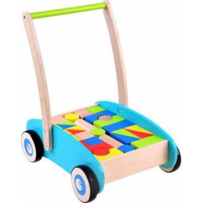 Jokomisiada Dřevěné odstrkovadlo chodítko vozík s bloky ZA3724 – Zboží Dáma