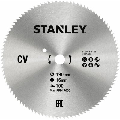 Stanley 10215 Pilový kotouč pro příčné řezy 190 x 16 mm, 100 zubů – Zboží Mobilmania