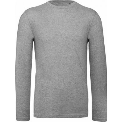 B&C tričko BC z organické bavlny a s dlouhými rukávy bez nápletů melír šedá