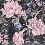 Ubrousek 33x33cm Pivoňky na černém – Zboží Mobilmania