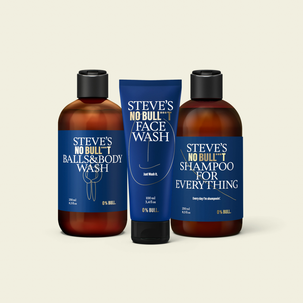 Steve\'s NO BULL***T Company Stevův Skin Care Set |Šampon 250 ml |Mycí gel na obličej 100 ml |Hydratační krém 100 ml