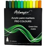 Artmagico Pro Green Line akrylové fixy zelené odstíny 12 ks – Zboží Dáma