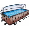 Bazén Exit Toys Frame s pískovou filtrací, kopulí a tepelným čerpadlem 540 x 250 x 122cm Dřevo