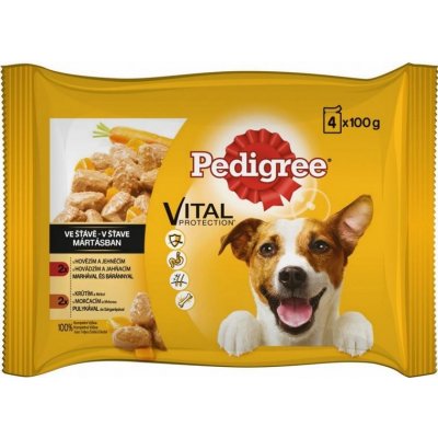 Pedigree s kuřecím a hovězím se zeleninou v šťávě 4 x 100 g – Hledejceny.cz