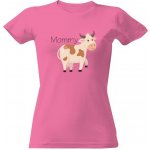 Tričko s potiskem rodinné trička kravička2 dámské Růžová