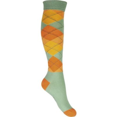 HKM Podkolenky jezdecké Karo Happy lime green orange checkered – Zboží Dáma