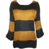 Dámský svetr a pulovr Dámský pruhovaný svetr A1857 hnědo-černý