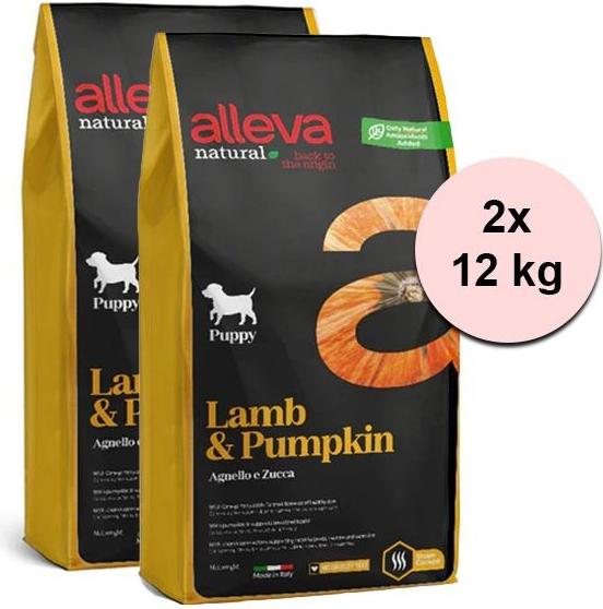 Alleva Natural dog lamb & pumpkin puppy all breeds 2 x 12 kg