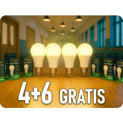 V-TAC E27 LED žárovka 15W, 1521LM, A65, 4+6 zdarmaBarva světla: Teplá bílá – Zboží Mobilmania