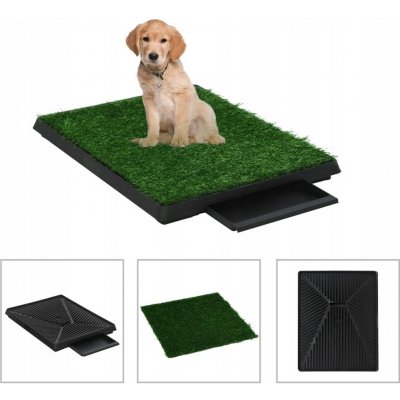 vidaXL Toaleta pro psy s nádobou a umělou trávou zelená 63 x 50 x 7 cm WC – Zboží Dáma