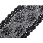 Elastická krajka / vsadka / běhoun šíře 16 cm Varianta: 3 černá, Balení: 1 m – Zboží Mobilmania