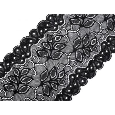 Elastická krajka / vsadka / běhoun šíře 16 cm Varianta: 3 černá, Balení: 1 m – Zboží Mobilmania