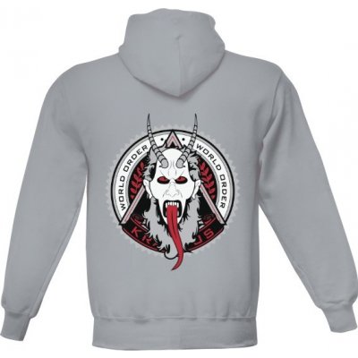 s kapucí s potiskem mikina krampus Šedá melír – Zboží Dáma