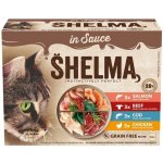 Shelma Cat kuřecí hovězí losos treska 12 x 85 g – Sleviste.cz