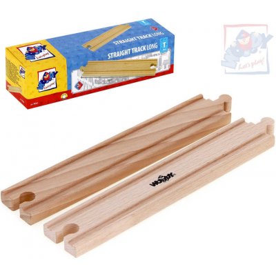 Woody dřevo Kolej rovná dlouhá set 2ks příslušenství k vláčkodráze – Sleviste.cz
