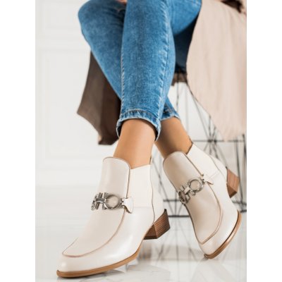Trendy kotníčkové boty dámské na širokém podpatku hnědé – Zboží Mobilmania