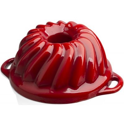 Český smalt Gourmetina Litinová smaltovaná pečicí forma bábovka Sofie - Stínově červená 22x10 cm