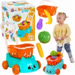 Mikro trading Nákupní vozík tyrkysový s motivem kočky s odnímatelným košíkem v síťce – Zboží Mobilmania