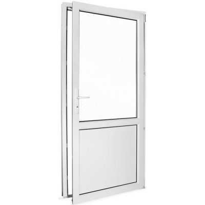 SkladOken.cz vedlejší vchodové dveře jednokřídlé 98 x 208 cm, dělené D2, bílé, PRAVÉ – Zboží Mobilmania