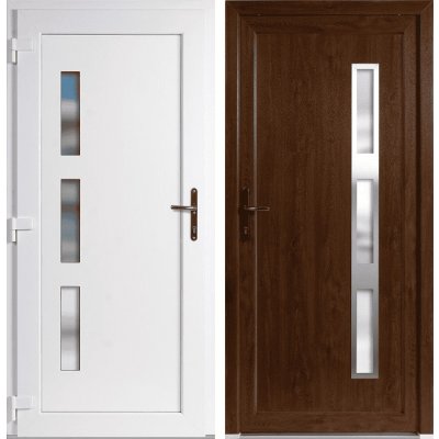 OknaDvereNaMiru.cz Vchodové plastové dveře Julie + INOX orámování zlatý dub / bílá levé otevírání dovnitř 110 x 210 cm – Zboží Mobilmania