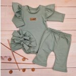 Kazum Body s volánky legíny do zvonu a čepička 3D bavlna olivová – Hledejceny.cz