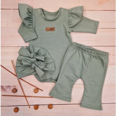 Kazum Body s volánky legíny do zvonu a čepička 3D bavlna olivová – Hledejceny.cz