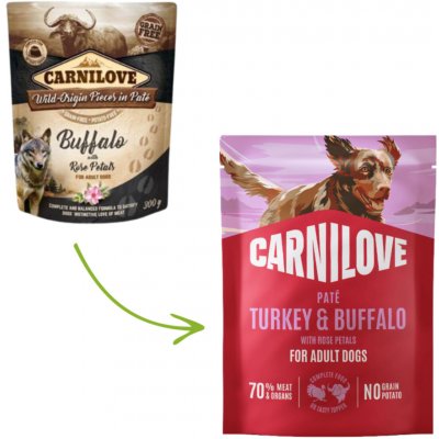 Carnilove Dog Paté Turkey & Buffalo with Rose Petals 300 g – Zbozi.Blesk.cz