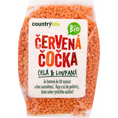 Country Life Červená čočka celá loupaná BIO 0,5 kg – Zboží Dáma