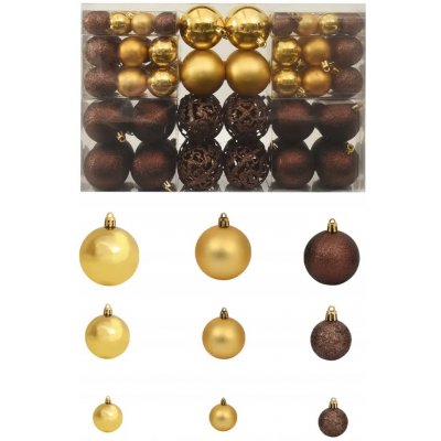 Nabytek XL Sada vánočních baněk 100 kusů 6 cm hnědá bronzová zlatá