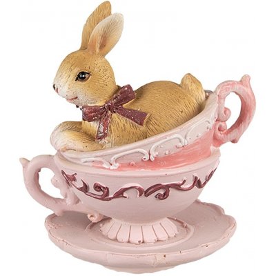 Dekorace socha králík v růžových šálcích 9*7*10 cm – Hledejceny.cz