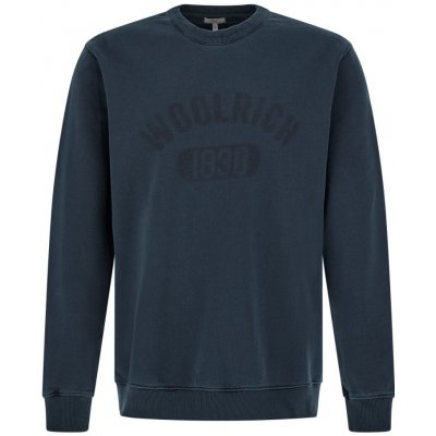 WOOLRICH GARMENT DYED LOGO CREWNECK modrá