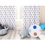 Biante Dětský bavlněný závěs Sandra SA-120 Modré a hnědé puntíky na bílém 150x140 cm – Zboží Mobilmania