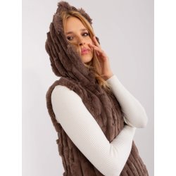 Dámská dlouhá kožešinová zimní vesta Wool Fashion Italia hnědá