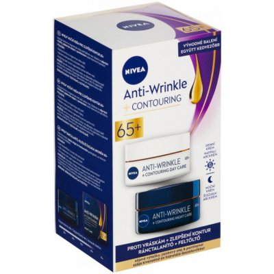 Nivea Anti-Wrinkle Contouring 65+ denní a noční krém pro zlepšení kontur 2 x 50 ml dárková sada – Zboží Dáma