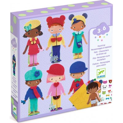 Djeco Oblékání 12 postav plstěnnými nálepkami Měkké šaty – Sleviste.cz