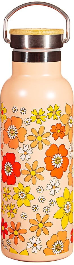 Sass & Belle Oranžová nerezová dětská lahev Floral 500 ml