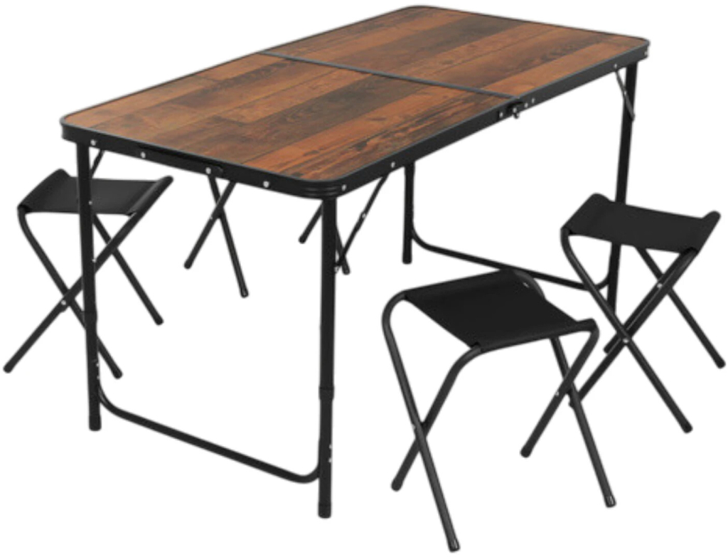 Gardlov 27304 Skládací kempingový set, stůl + 4 židle, hnědý