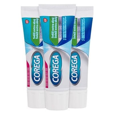 Corega Fresh Extra Strong Trio extra silný fixační krém pro zubní náhradu unisex fixační krém pro zubní náhradu 3 x 40 g – Zbozi.Blesk.cz