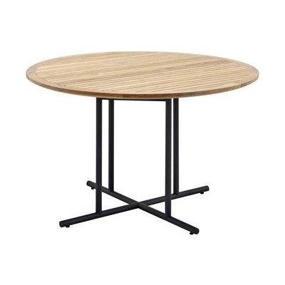 Gloster Jídelní stůl Whirl, kulatý 120x74 cm, rám lakovaná nerez meteor, deska teak – Hledejceny.cz