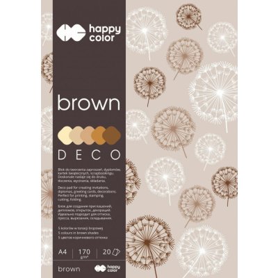 Happy Color Blok Deco Brown A4 170g 20 listů 5 barev hnědé odstíny HA 3717 2030 072 – Zbozi.Blesk.cz