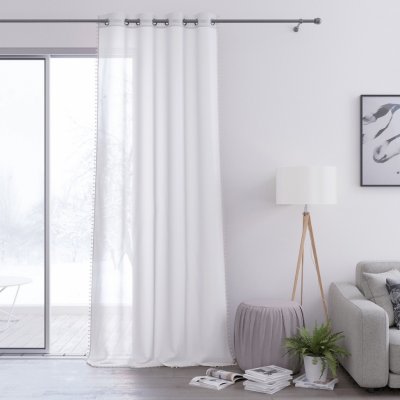 AmeliaHome Záclona Pompons Eyelets bílá, 140 x 250 cm – Zboží Mobilmania