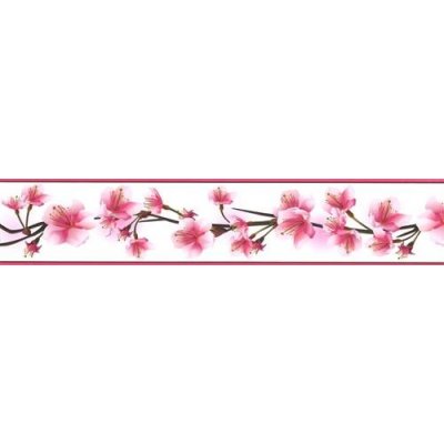 IMPOL TRADE D 58-031-1 Samolepící bordura třešňové květy růžové, rozměr 5 m x 5,8 cm