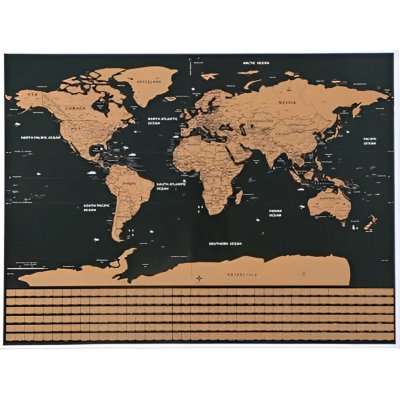 Malatec Velká Stírací mapa světa s vlajkami Deluxe 82 x 59 cm černá – Sleviste.cz