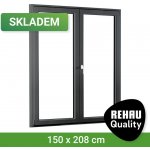 SKLADOVÁ-OKNA REHAU Smartline+ Bílá dovnitř / Šedá antracit ven 150 x 208 cm – Hledejceny.cz