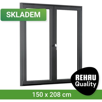 SKLADOVÁ-OKNA REHAU Smartline+ Bílá dovnitř / Šedá antracit ven 150 x 208 cm – Hledejceny.cz